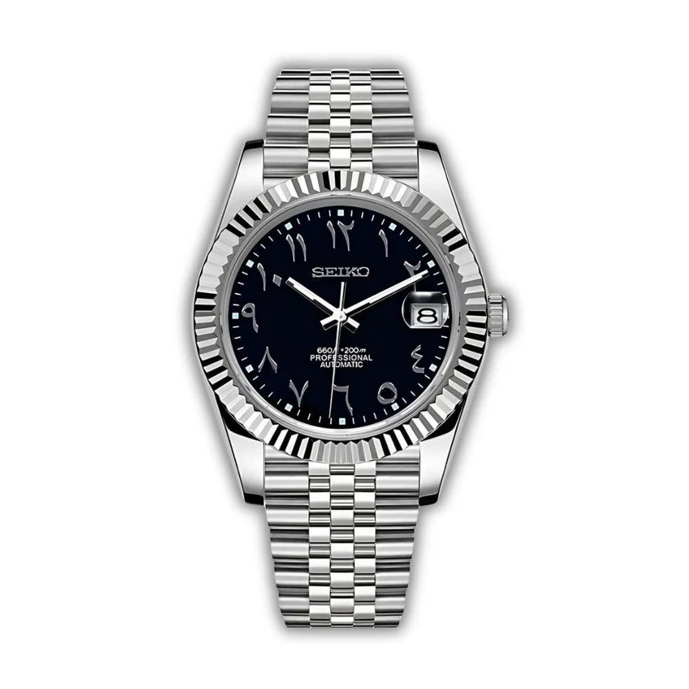 Seiko Mod Datejust Arabic | Black - TWTwatches