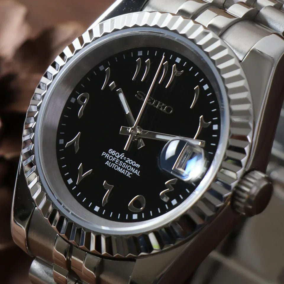 Seiko Mod Datejust Arabic | Black - TWTwatches