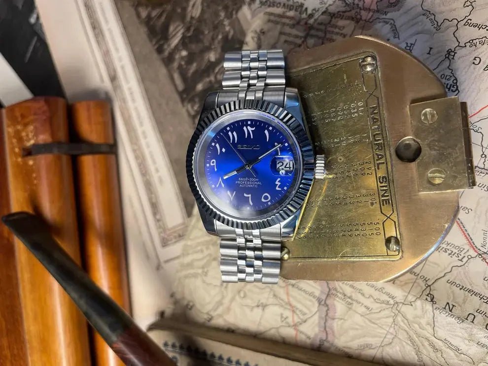 Seiko Mod Datejust Arabic | Blue - TWTwatches