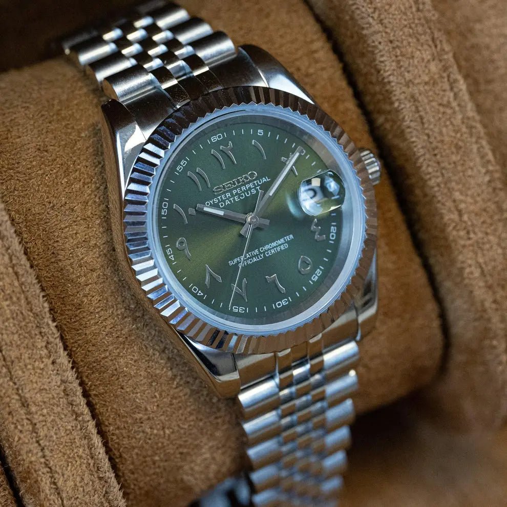 Seiko Mod Datejust Arabic | Olive - TWTwatches