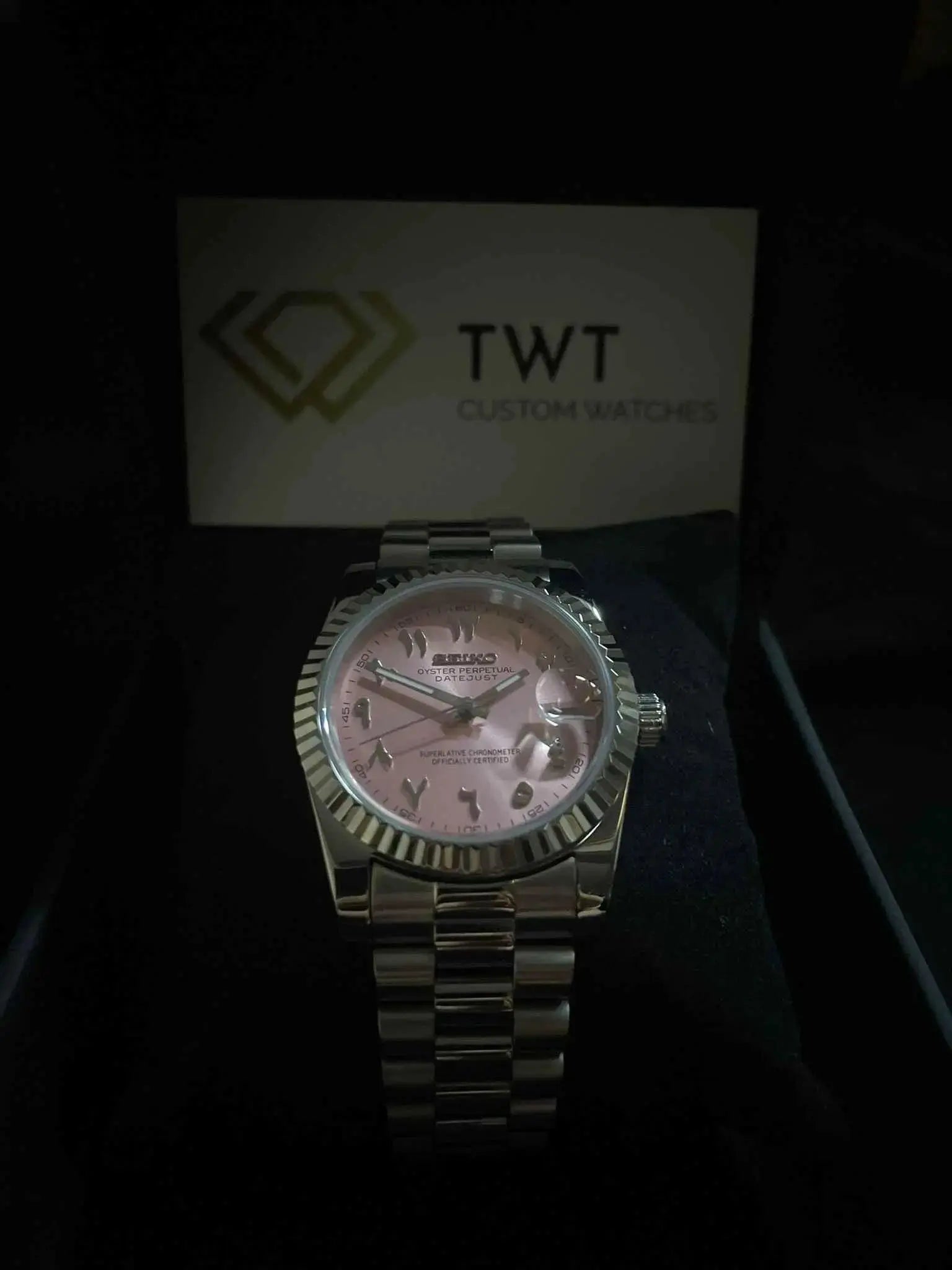 Seiko Mod Datejust Arabic | Pink - TWTwatches