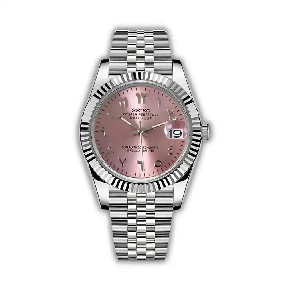 Seiko Mod Datejust Arabic | Pink - TWTwatches