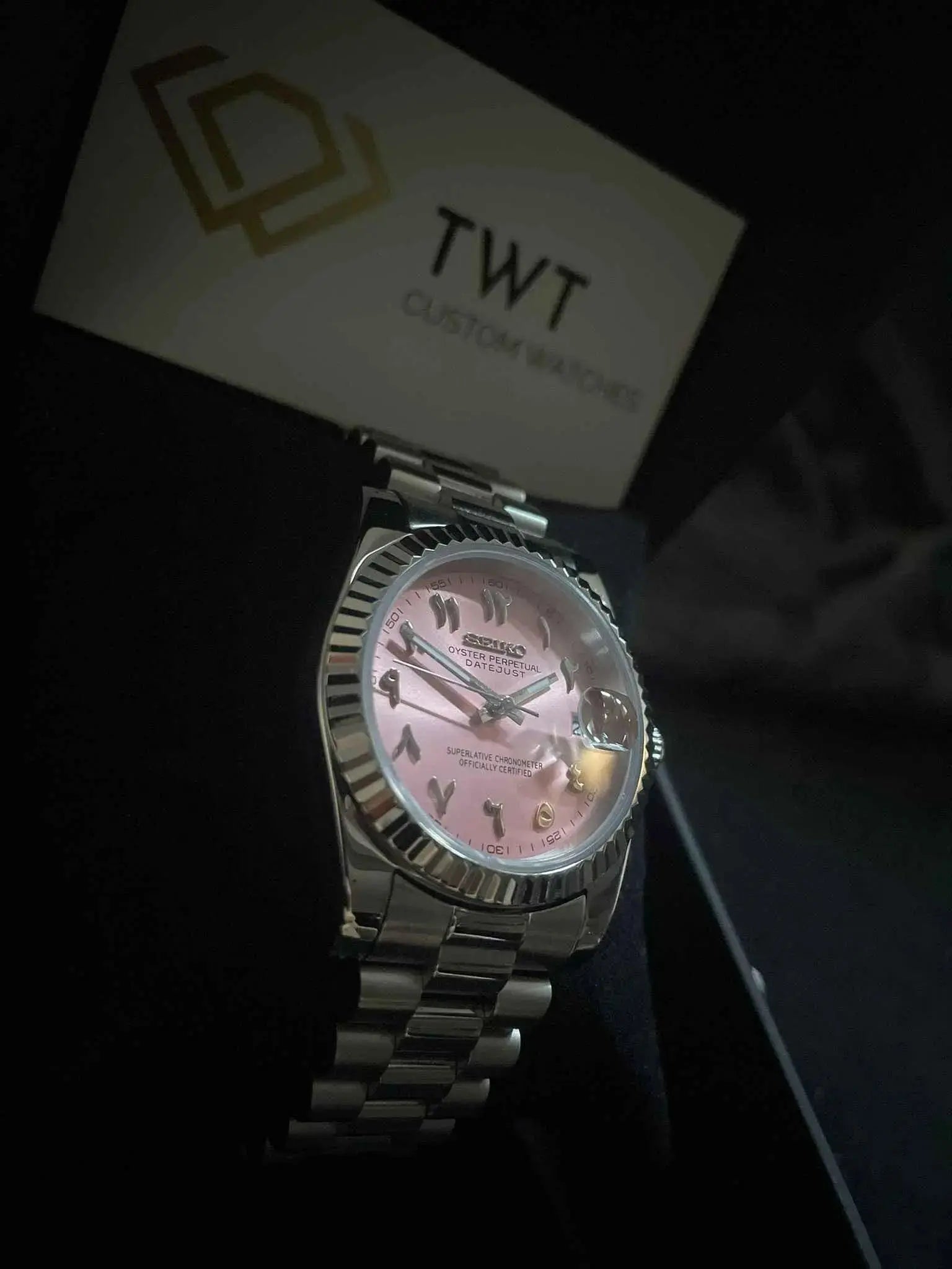 Seiko Mod Datejust Arabic | Pink - TWTwatches
