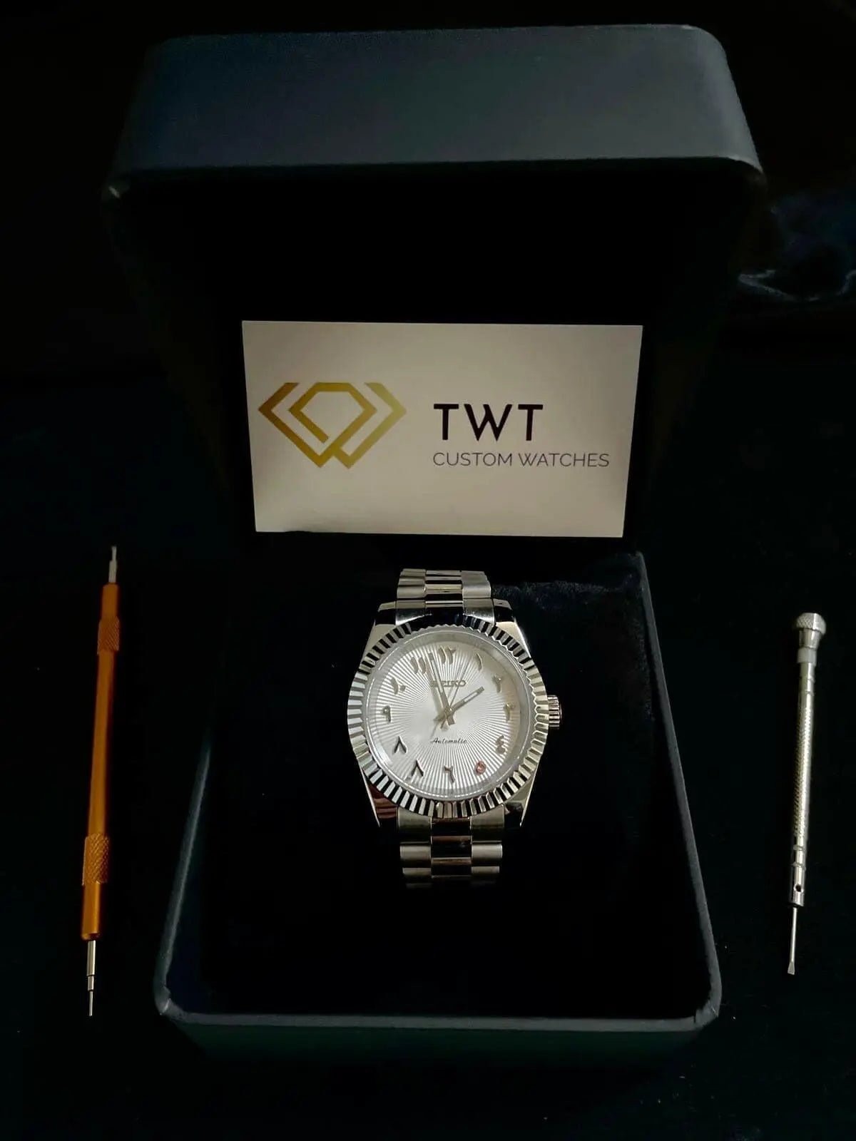 Seiko Mod Datejust Arabic | White - TWTwatches