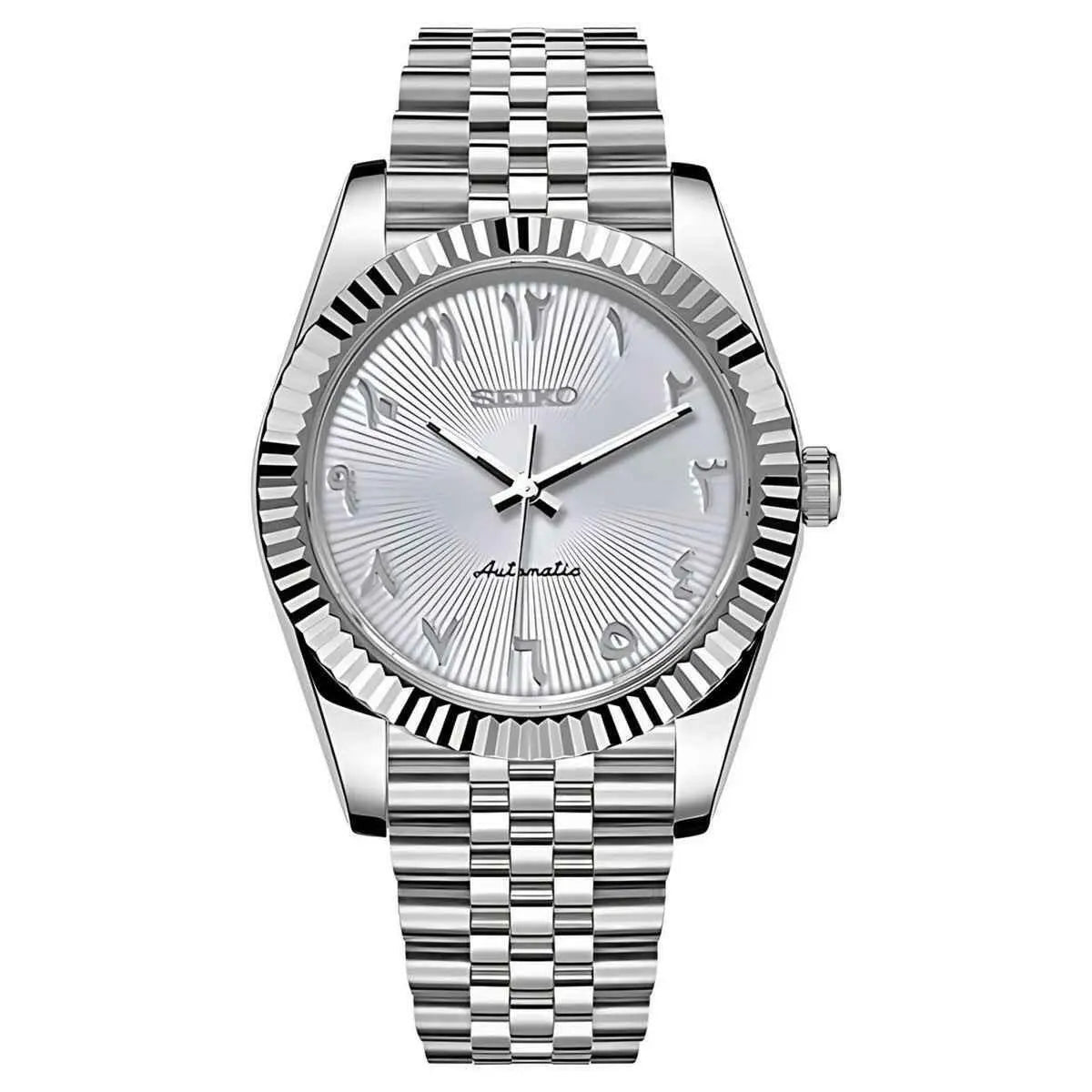 Seiko Mod Datejust Arabic | White - TWTwatches