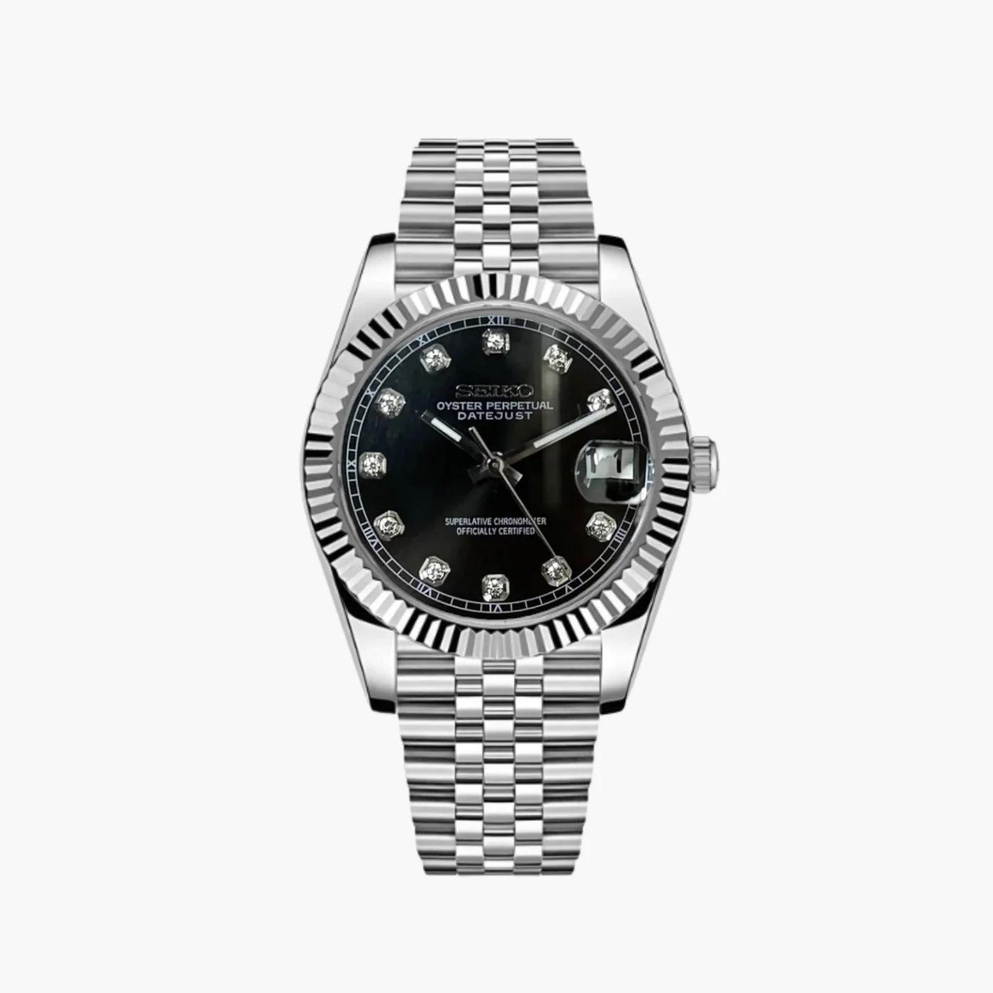 Seiko Mod Datejust Diamond | Black - TWTwatches