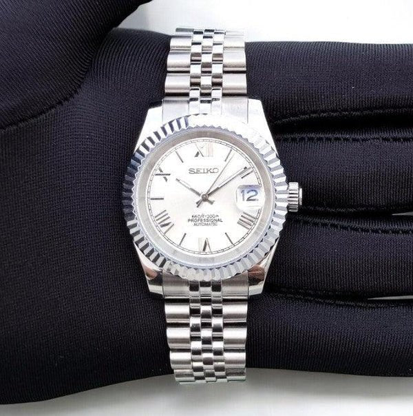 Seiko Mod Datejust Roman Classic | White - TWTwatches