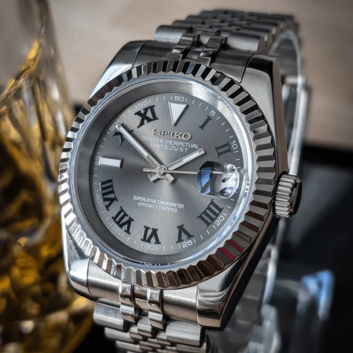 Seiko Mod Datejust | Wimbledon | Silver - TWTwatches