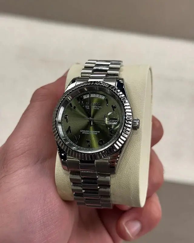 Seiko Mod Day Date Arabic | Olive - TWTwatches