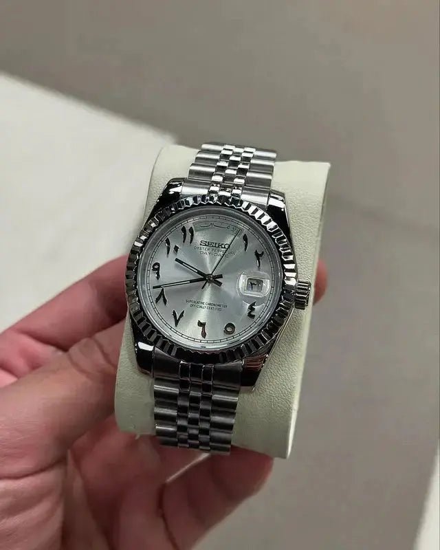 Seiko Mod Day Date Arabic | White - TWTwatches