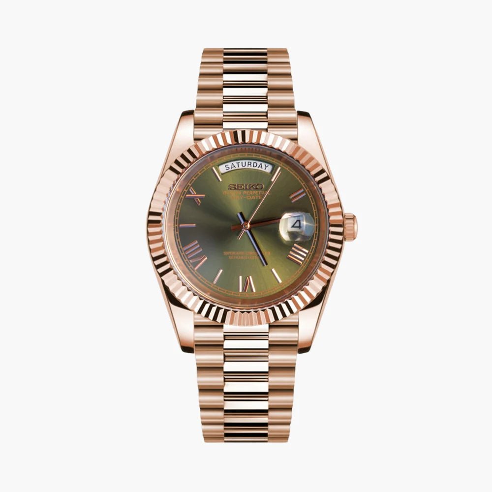 Seiko Mod Day Date Olive | Rose Gold - TWTwatches
