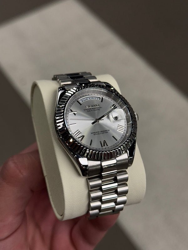 Seiko Mod Day Date Roman | White - TWTwatches