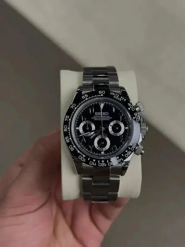 Seiko Mod Daytona Arabic | Black - TWTwatches