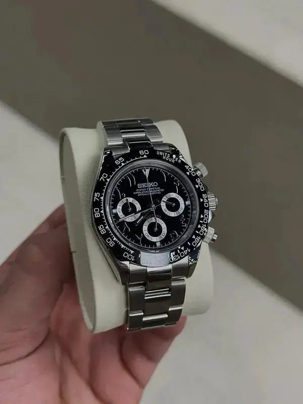 Seiko Mod Daytona Arabic | Black - TWTwatches