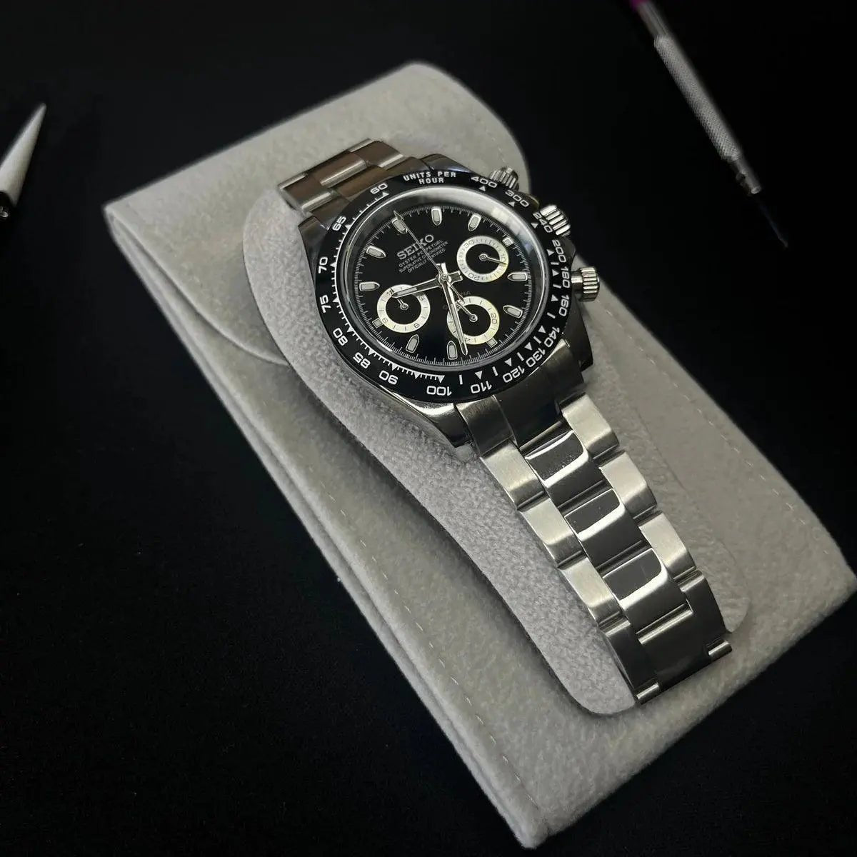 Seiko Mod Daytona | Black - TWTwatches