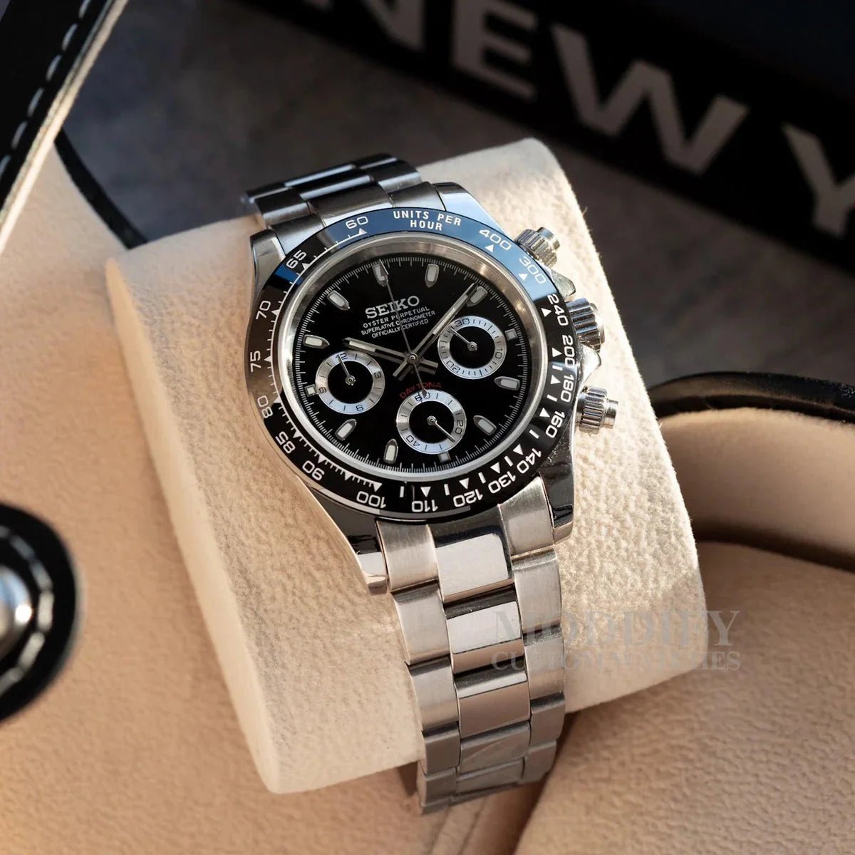 Seiko Mod Daytona | Black - TWTwatches