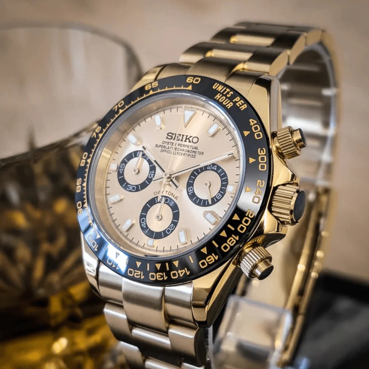 Seiko Mod Daytona | Gold - TWTwatches