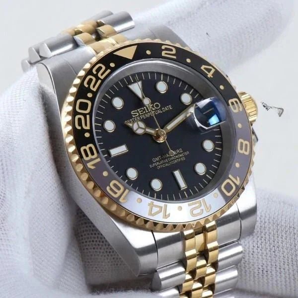 Seiko Mod GMT Black | Gold - TWTwatches