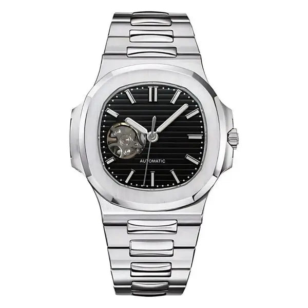 Seiko Mod Nautilus Open Heart | Black - TWTwatches