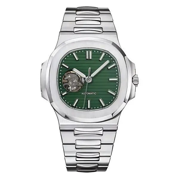Seiko Mod Nautilus Open Heart | Green - TWTwatches