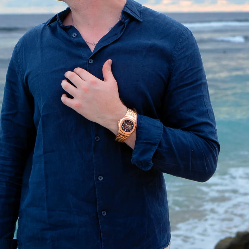 Seiko Mod Nautilus Open Heart | Rose Gold - TWTwatches