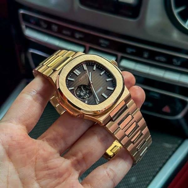 Seiko Mod Nautilus Open Heart | Rose Gold - TWTwatches