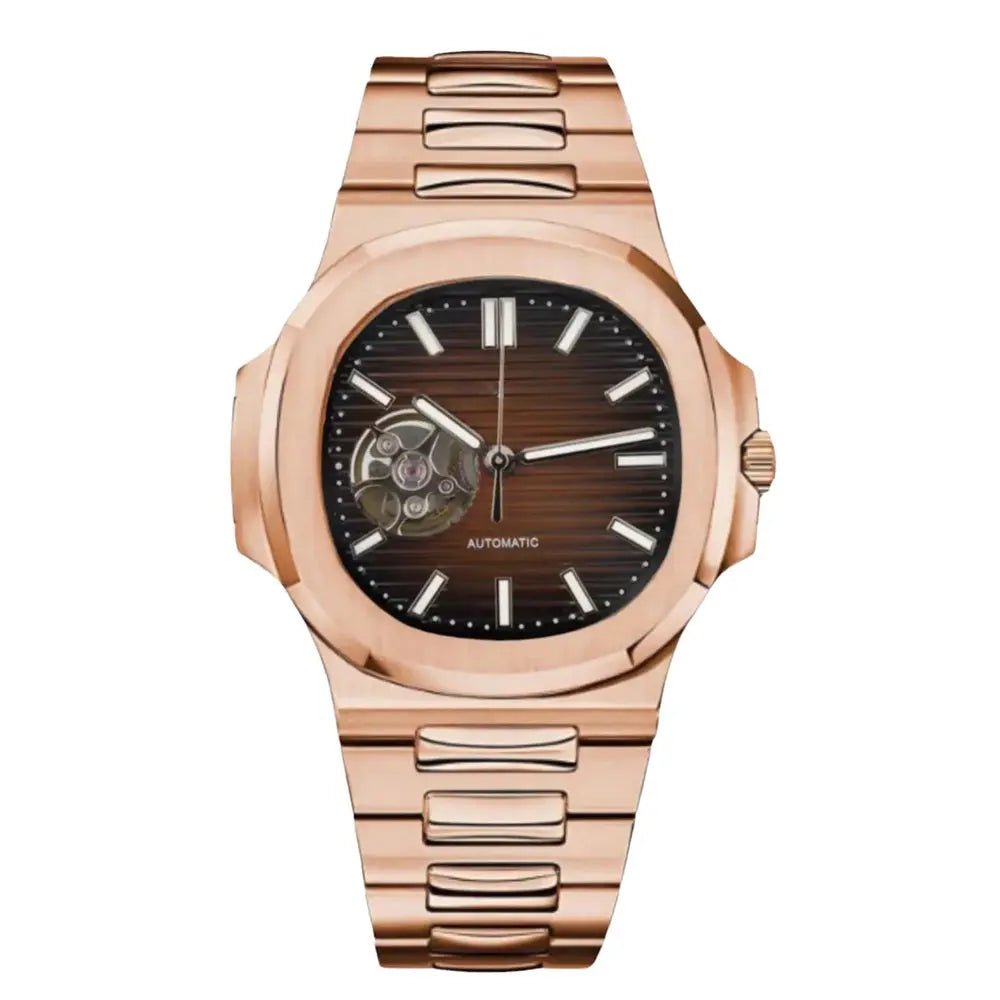 Seiko Mod Nautilus Open Heart | Rose Gold - TWTwatches