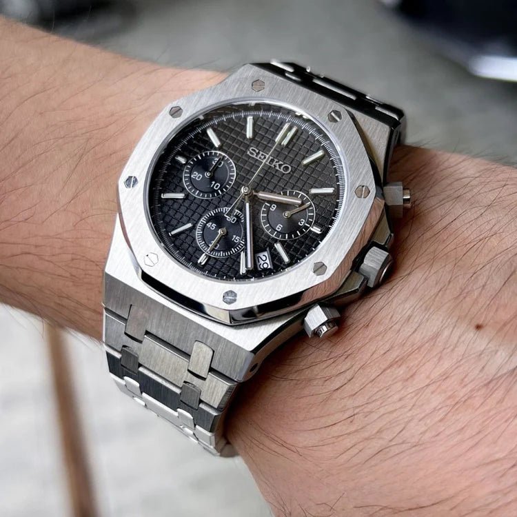 Seiko Mod Royal Oak Chrono | Black - TWTwatches