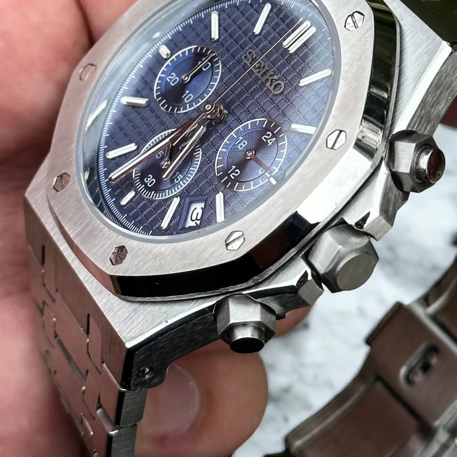Seiko Mod Royal Oak Chrono | Blue - TWTwatches