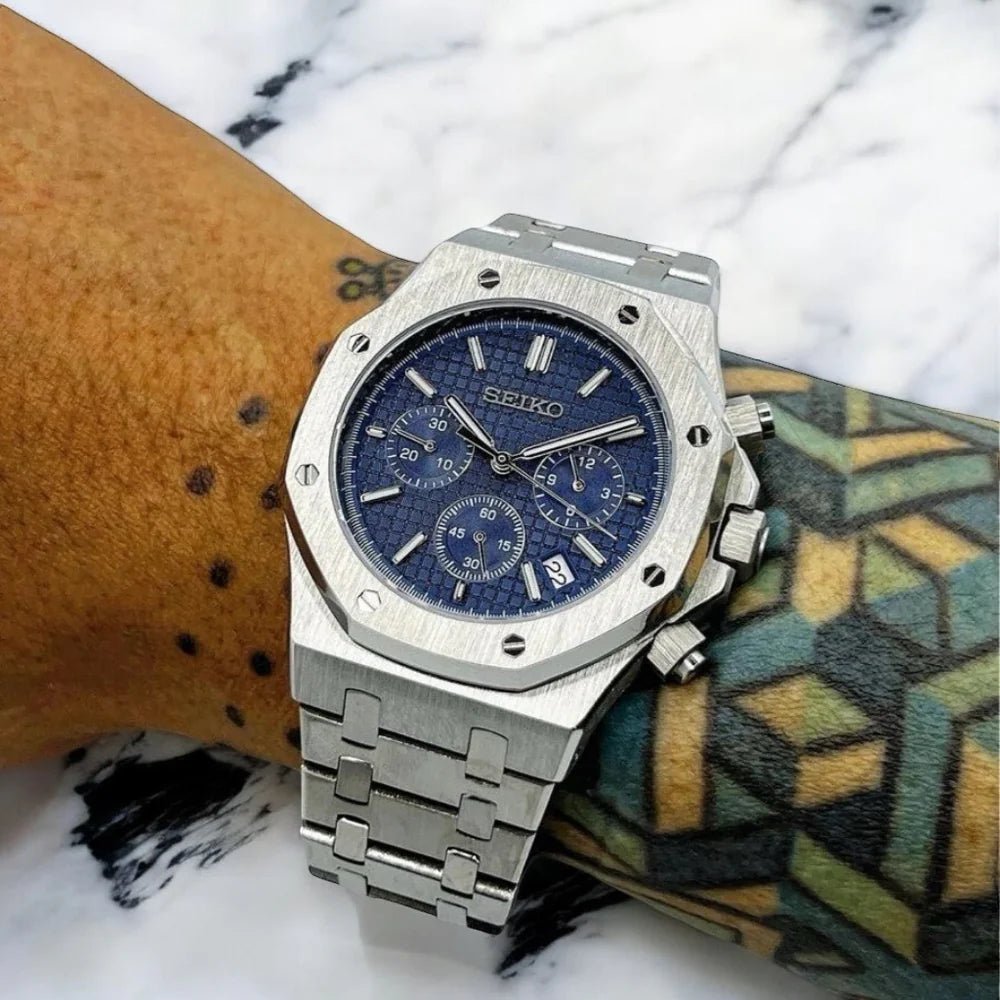 Seiko Mod Royal Oak Chrono | Blue - TWTwatches