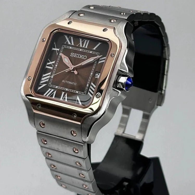 Seiko Mod Santos Gold | Brown - TWTwatches