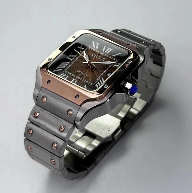 Seiko Mod Santos Gold | Brown - TWTwatches