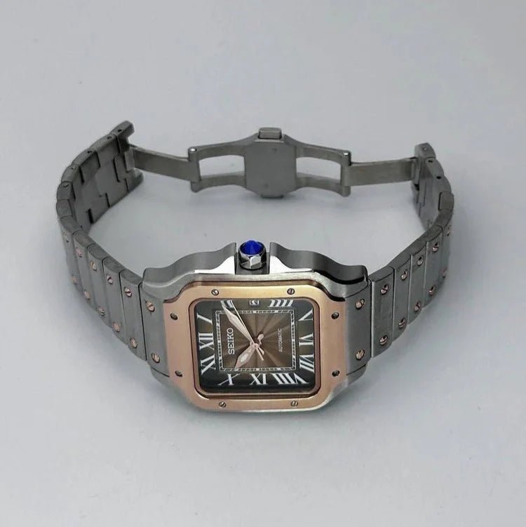 Seiko Mod Santos Gold | Brown - TWTwatches