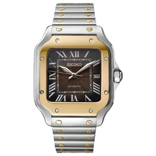Seiko Mod Santos Gold | Brown - TWTwatches
