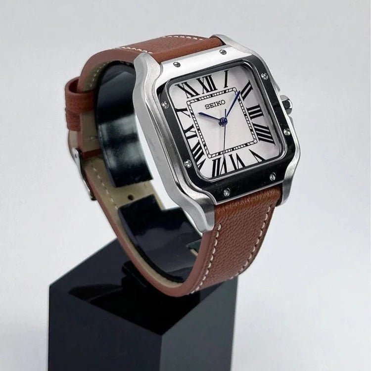 Seiko Mod Santos Leather | Brown - TWTwatches