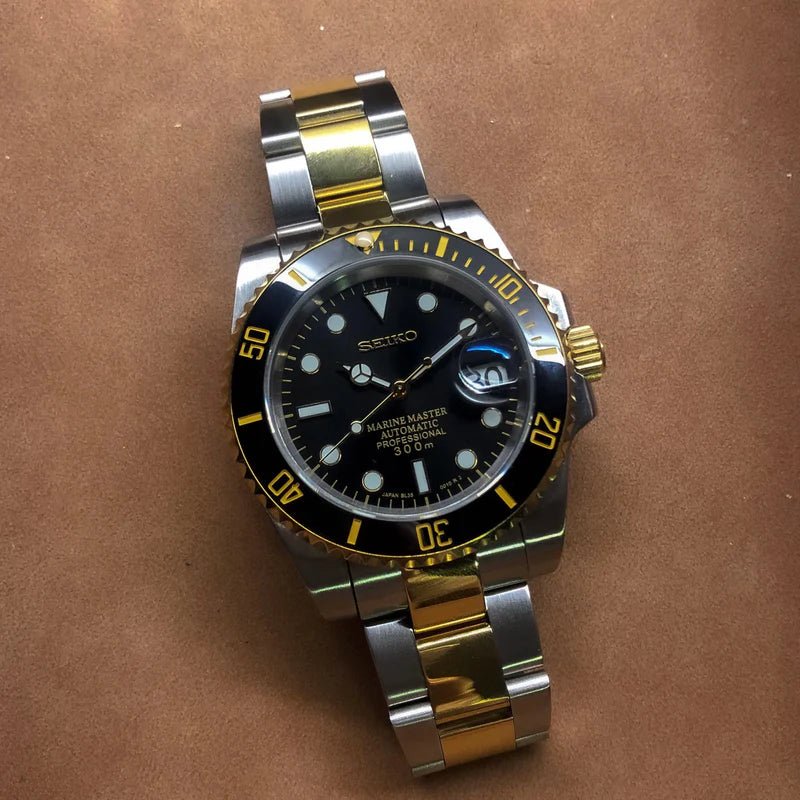 Seiko Mod Submariner Black | Twotone - TWTwatches