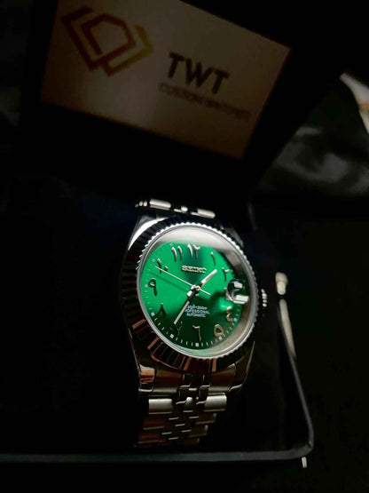 Seiko mod Datejust Crystal Green Arabic - TWTwatches