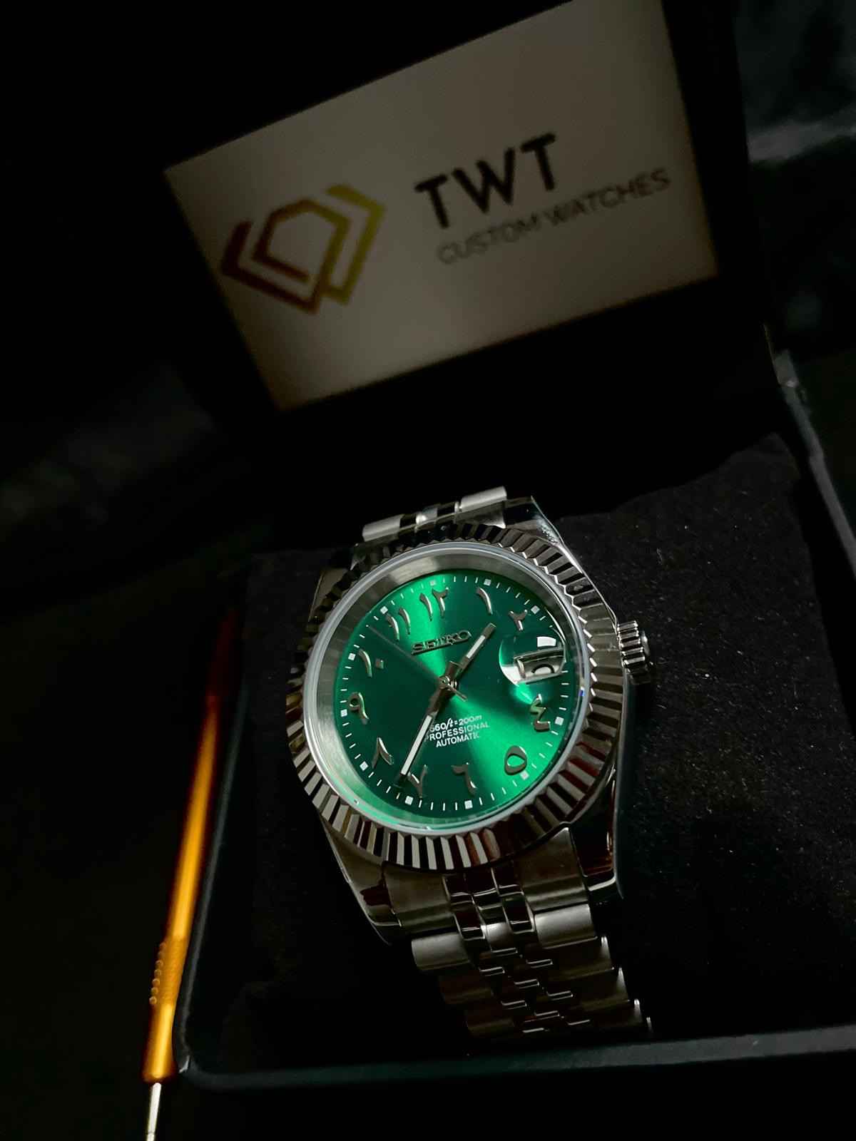 Seiko mod Datejust Crystal Green Arabic - TWTwatches