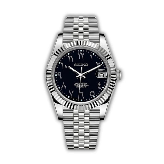 Seiko Mod Datejust Arabic | Black - TWTwatches