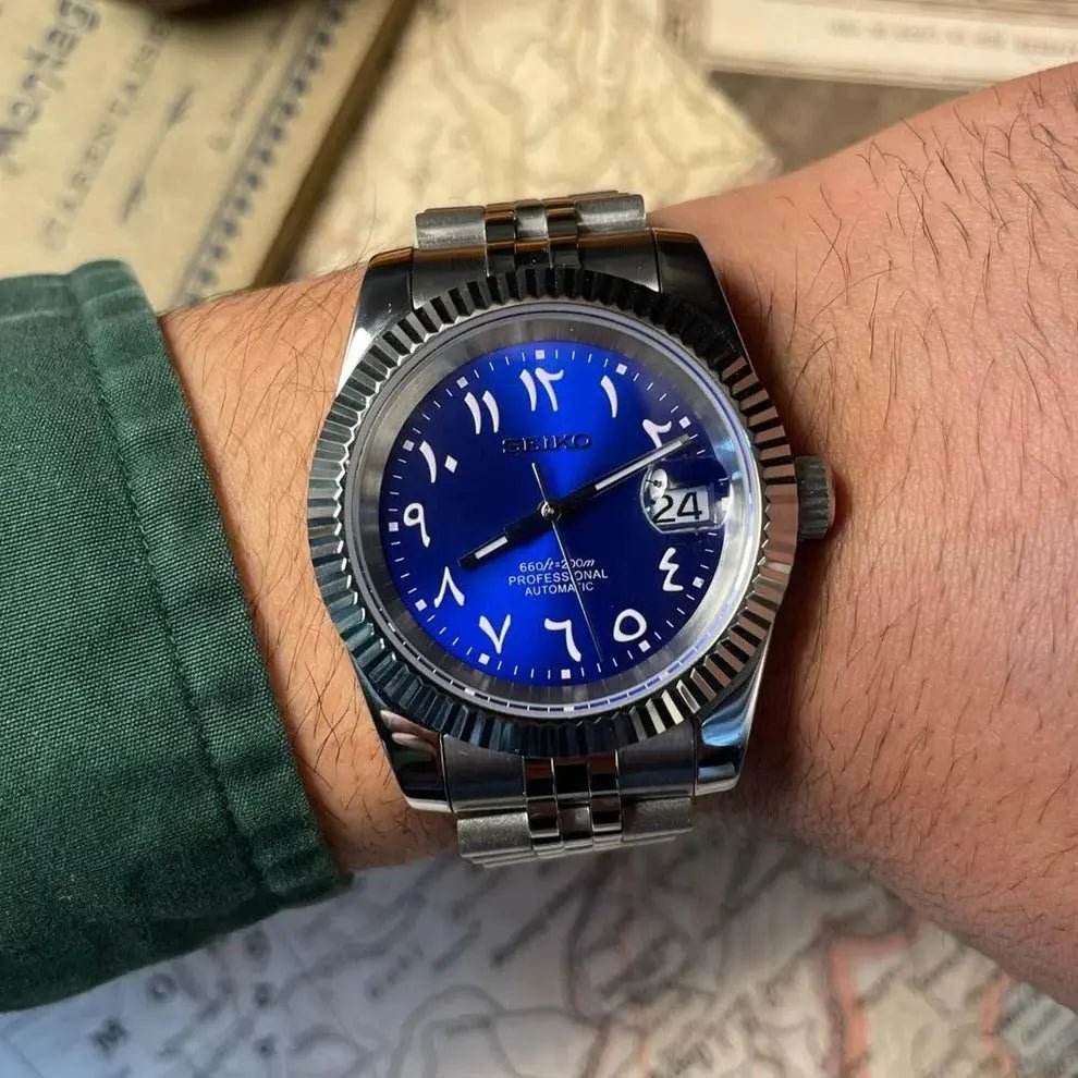 Seiko Mod Datejust Arabic | Blue - TWTwatches