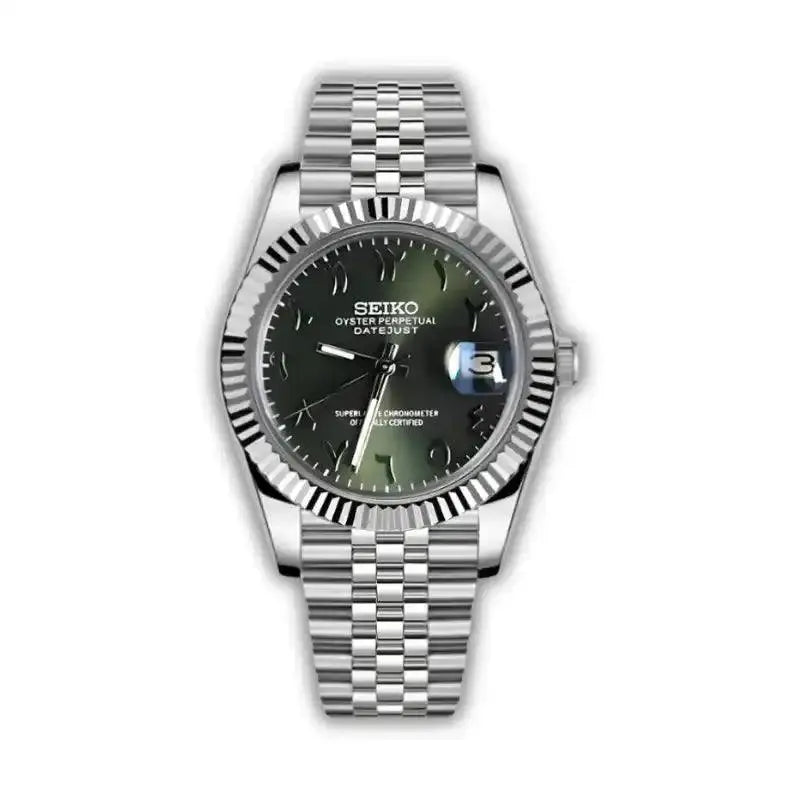 Seiko Mod Datejust Arabic | Olive - TWTwatches