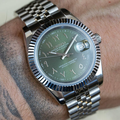 Seiko Mod Datejust Arabic | Olive - TWTwatches