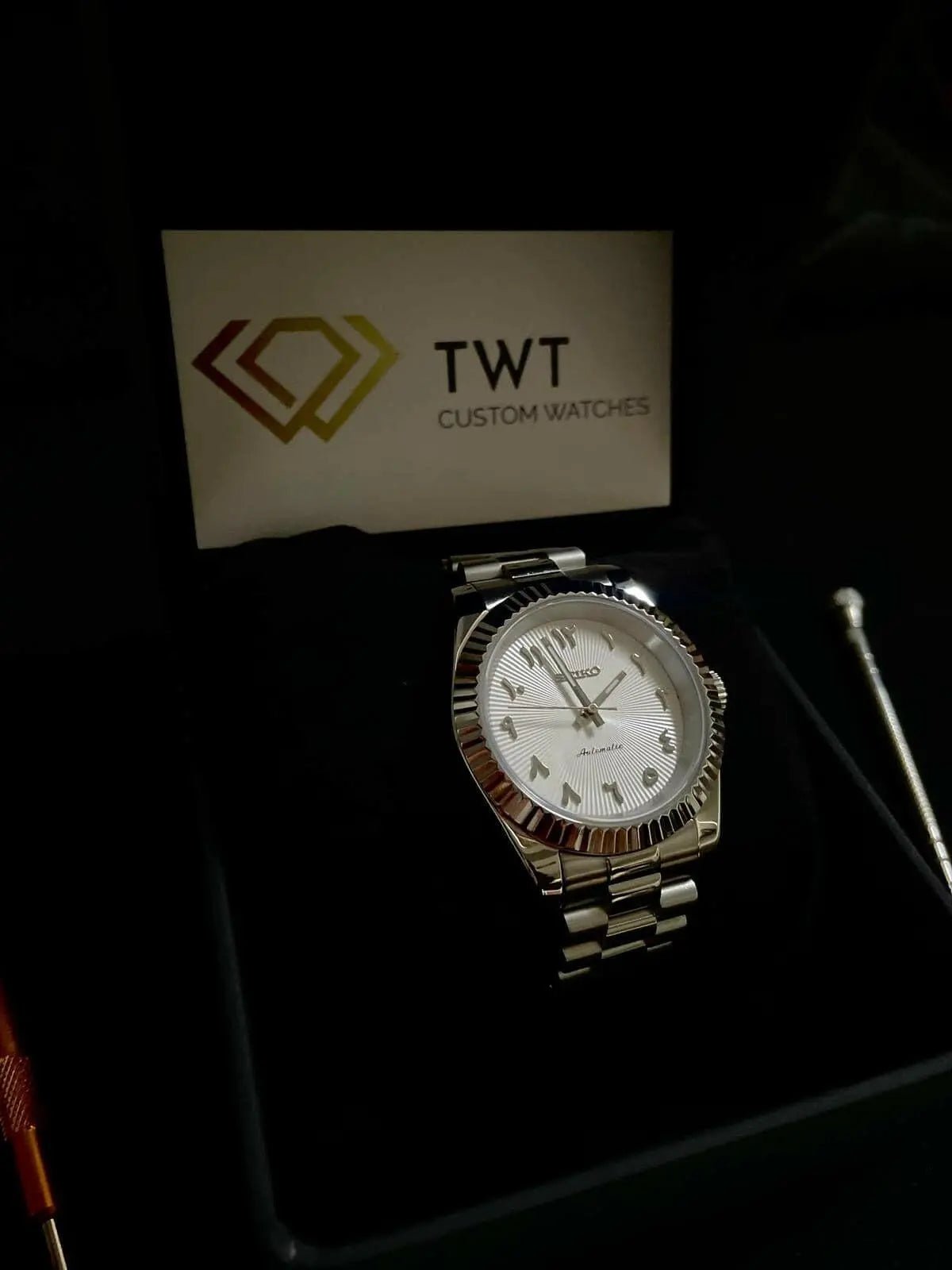 Seiko Mod Datejust Arabic | White - TWTwatches