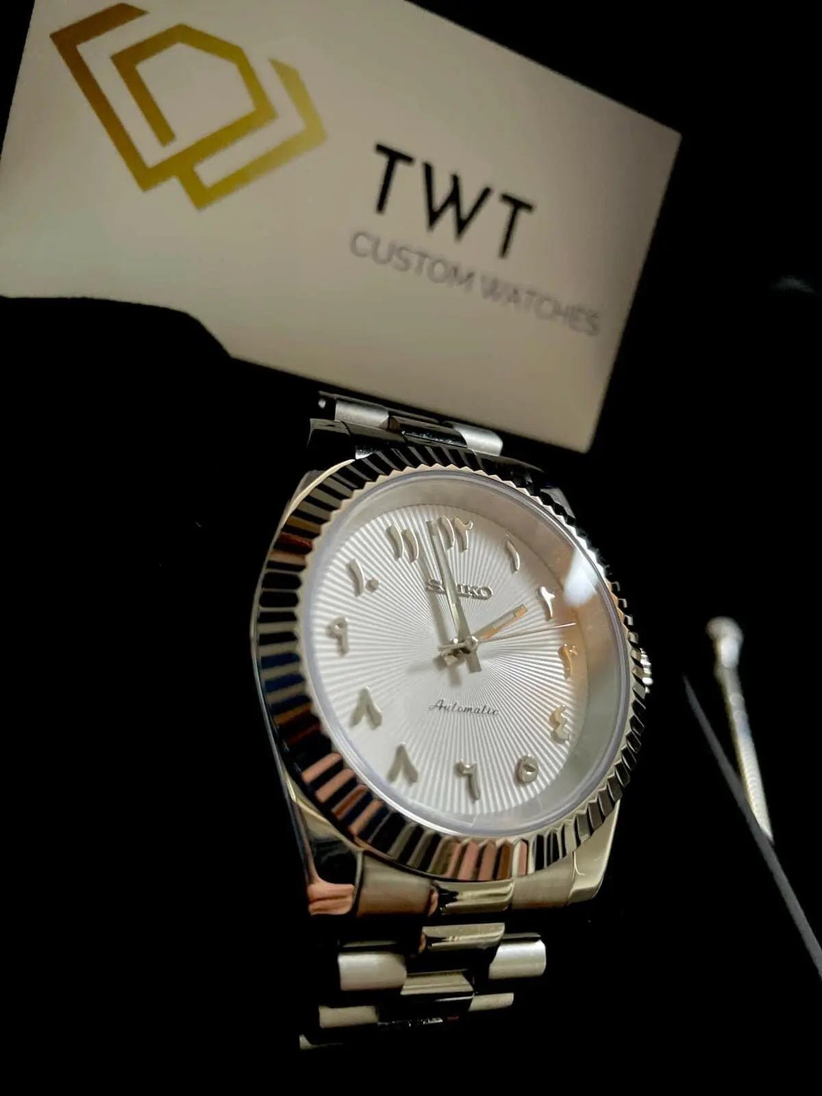 Seiko Mod Datejust Arabic | White - TWTwatches