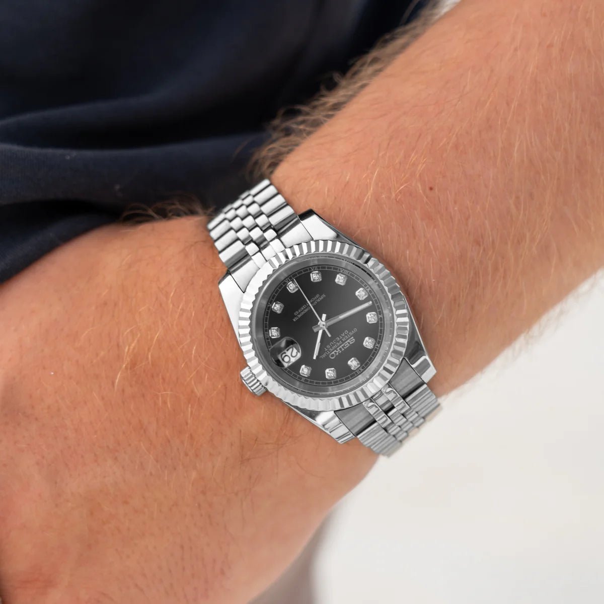 Seiko Mod Datejust Diamond | Black - TWTwatches