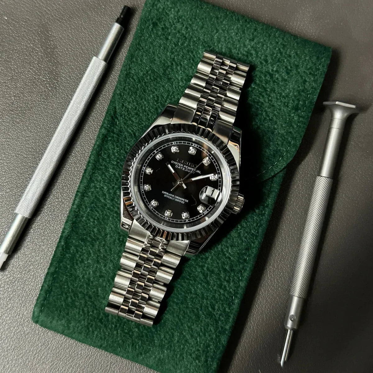 Seiko Mod Datejust Diamond | Black - TWTwatches