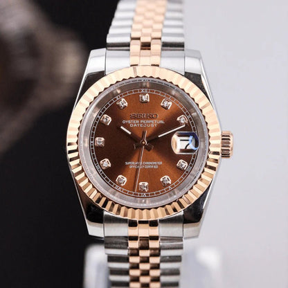 Seiko Mod Datejust Diamond | Chocolate - TWTwatches