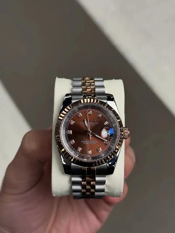 Seiko Mod Datejust Diamond | Chocolate - TWTwatches