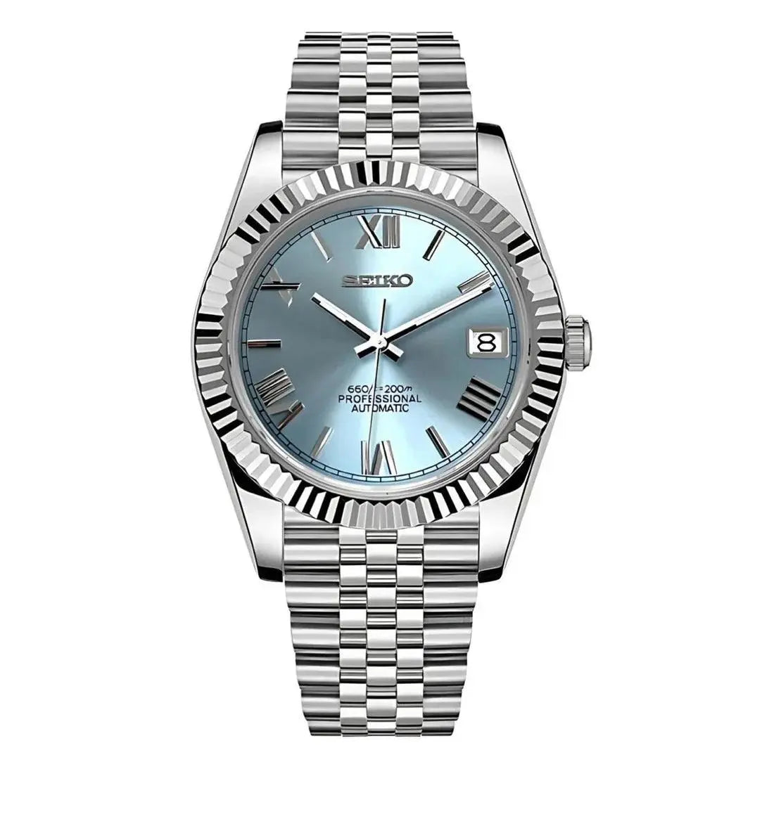 Seiko Mod Datejust Roman | Blue - TWTwatches
