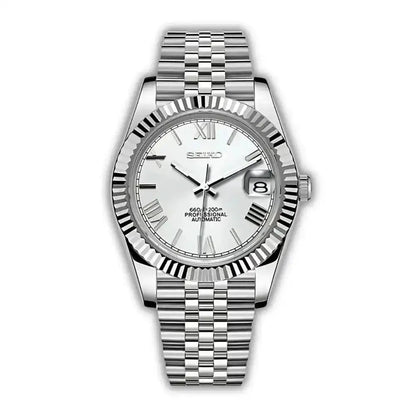 Seiko Mod Datejust Roman Classic | White - TWTwatches